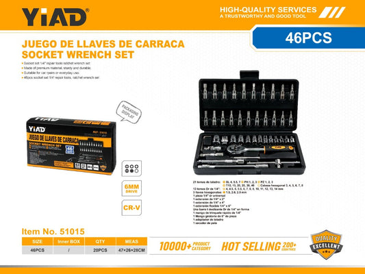 Juego de Ratchet 1/4 46pcs YIAD